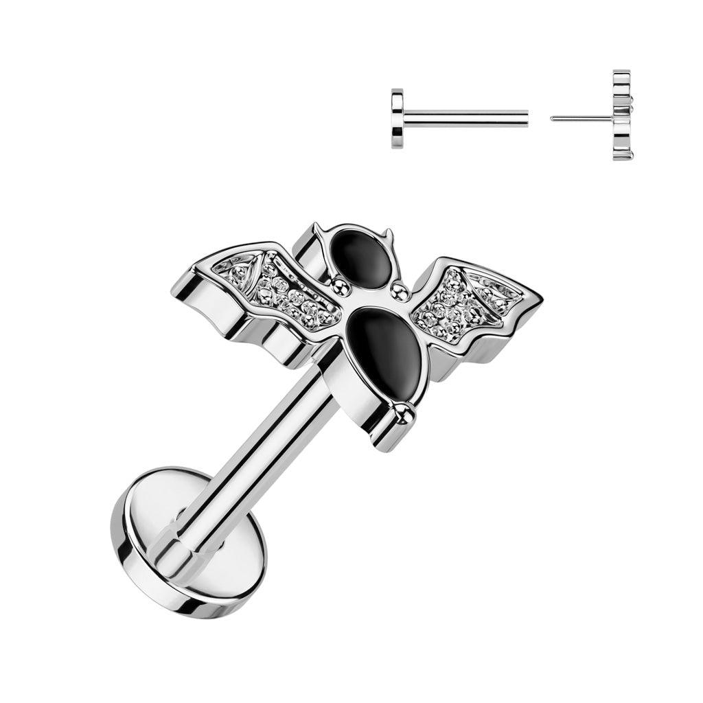 Body Jewelry - Titanium Threadless Bat Labret 18G 16G