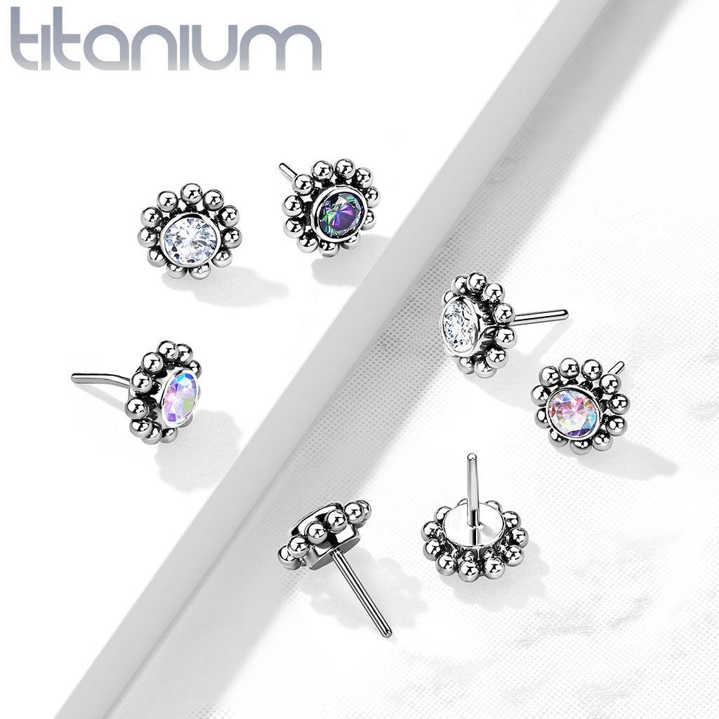 Body Jewelry - Titanium Threadless Beaded Gem Ball End