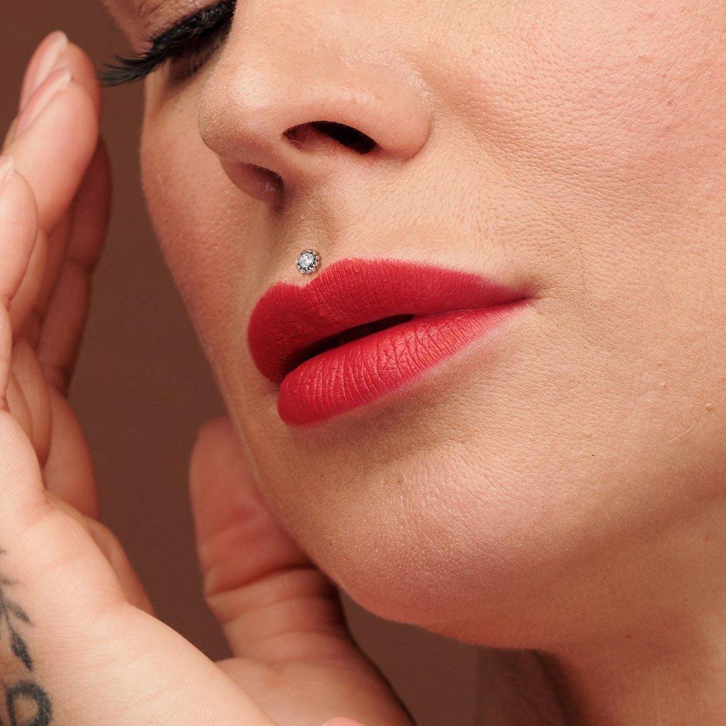 Body Jewelry - Titanium Threadless Beaded Gem Labret