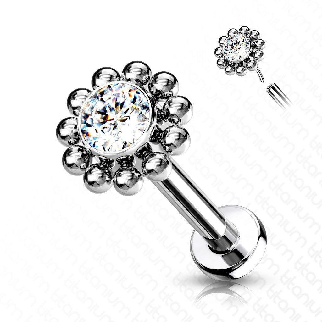 Body Jewelry - Titanium Threadless Beaded Gem Labret