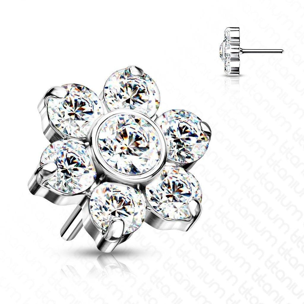 Body Jewelry - Titanium Threadless Flower End