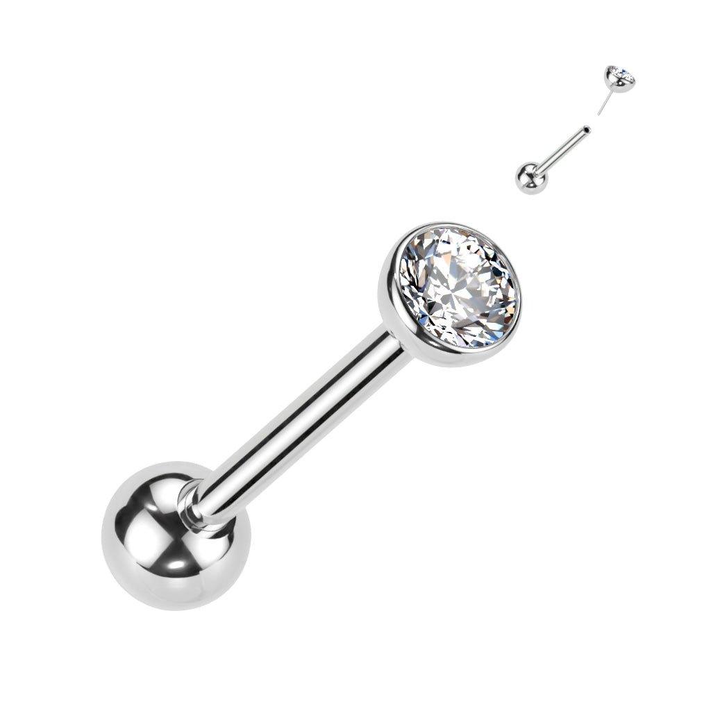 Body Jewelry - Titanium Threadless Gem Barbell 14G 16mm