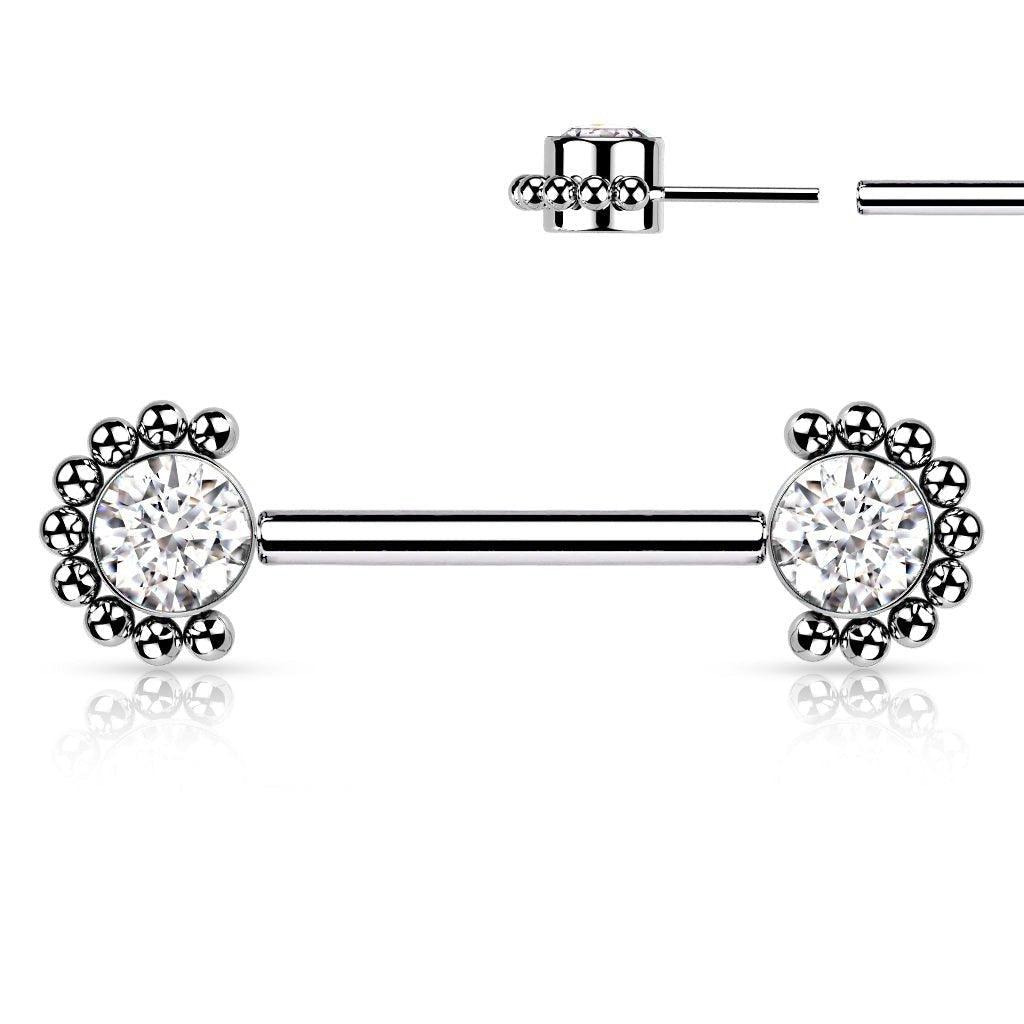 Body Jewelry - Titanium Threadless Gem Bead Nipple Bar