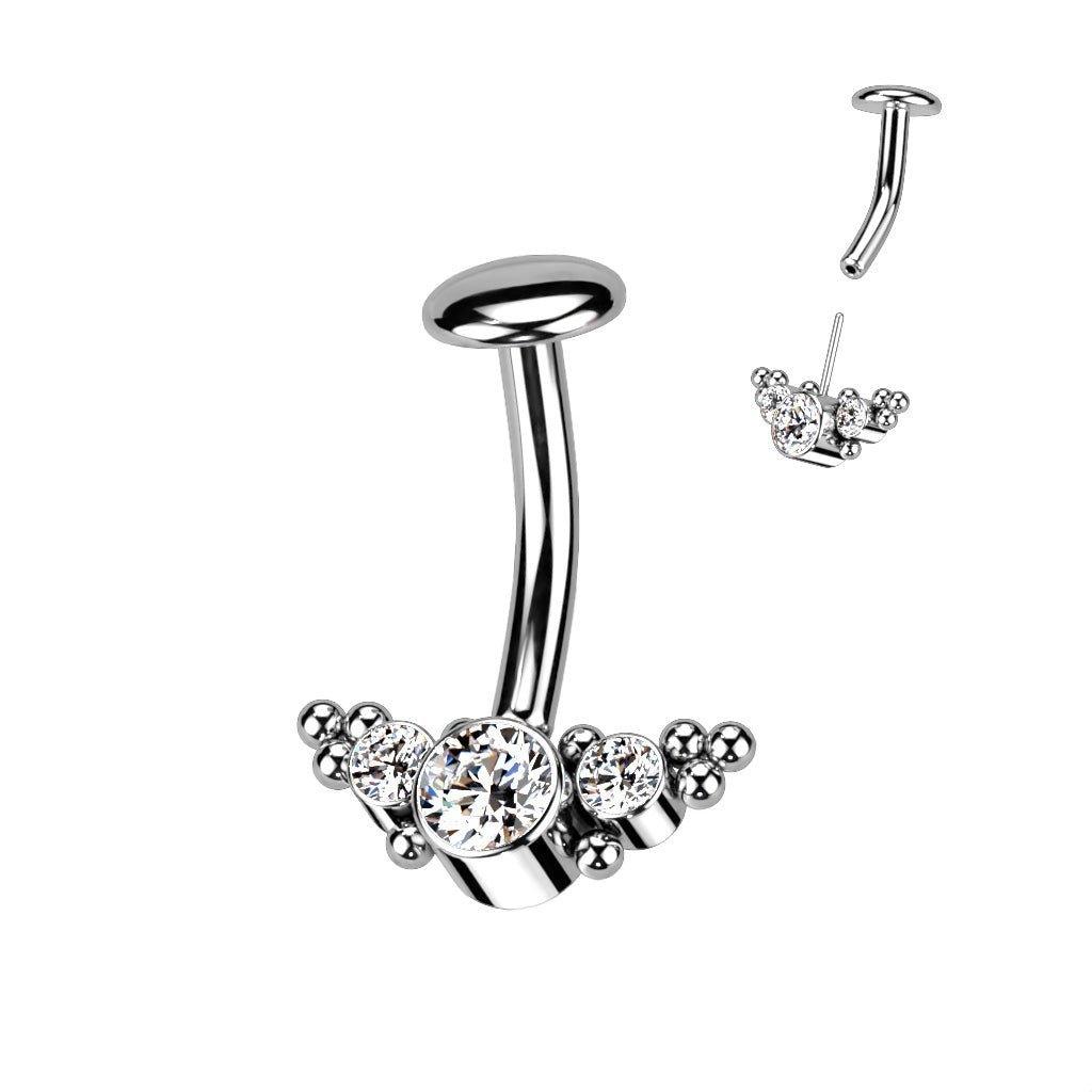 Body Jewelry - Titanium Threadless Cluster Belly Bar 14G