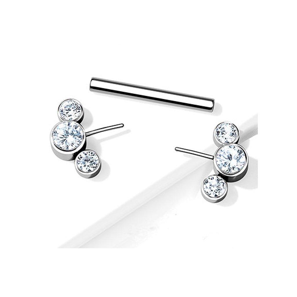 Body Jewelry - Titanium Threadless Gem Fan Nipple Bar 14G