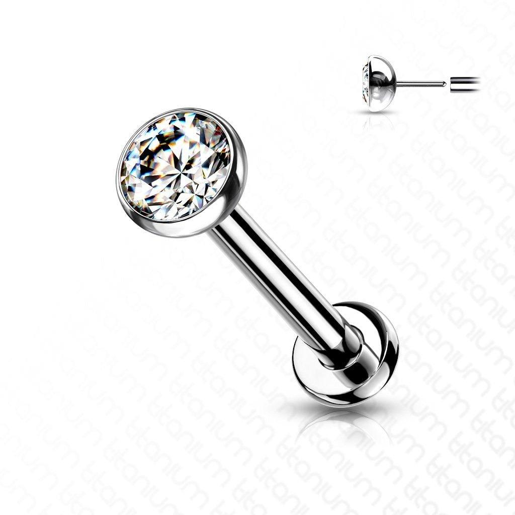 Body Jewelry - Titanium Threadless Gem Labret 20G 18G 16G
