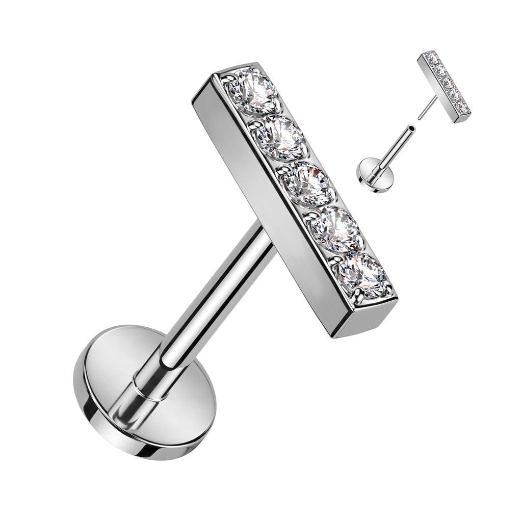 Body Jewelry - Titanium Threadless Gem Row Labret 18G
