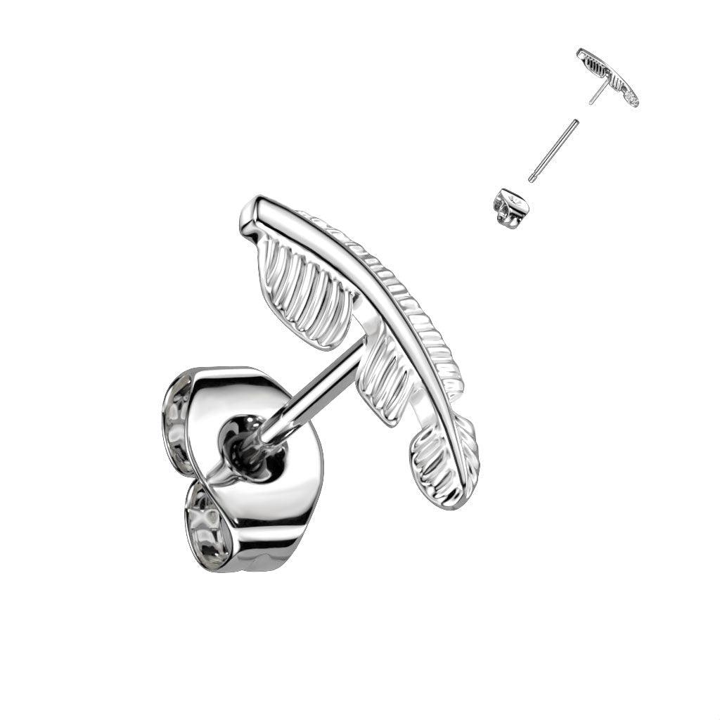 Body Jewelry - Titanium Threadless Leaf Earrings Pair