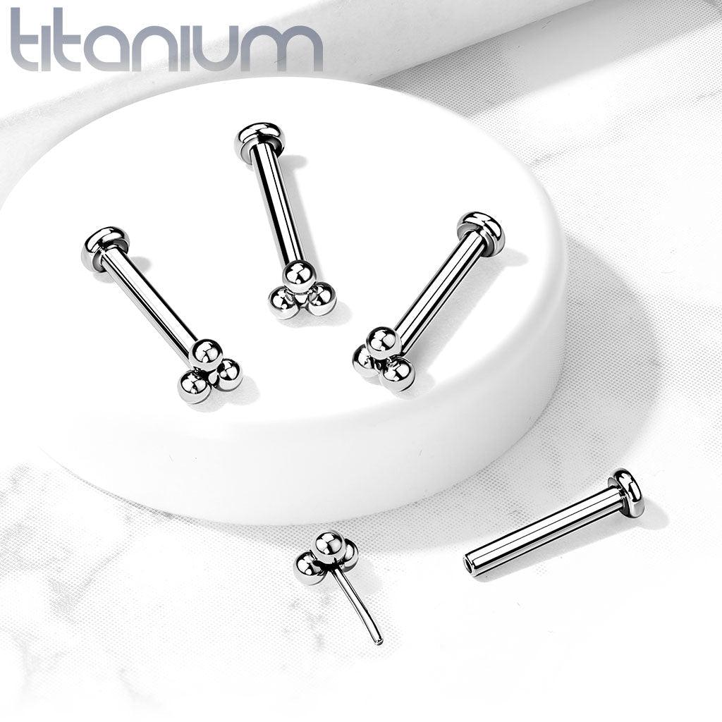 Body Jewelry - Titanium Threadless Tri Ball Labret 20G - 16G