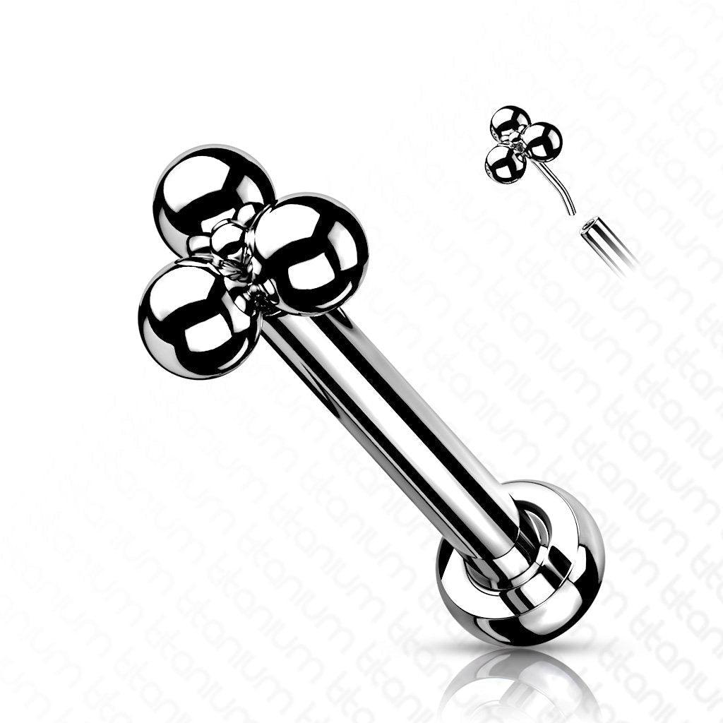 Body Jewelry - Titanium Threadless Tri Ball Labret 20G - 16G