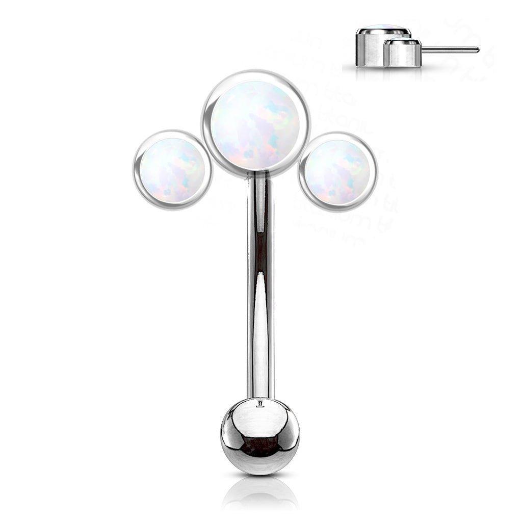 Body Jewelry - Titanium Threadless Opal Fan Curve 16G