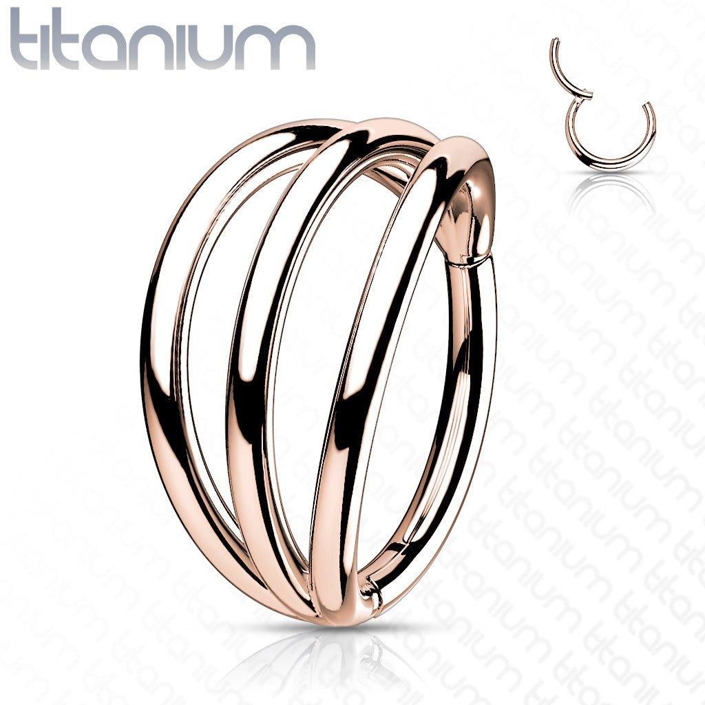 Body Jewelry - Titanium Triple Line Hinged Ring 16G