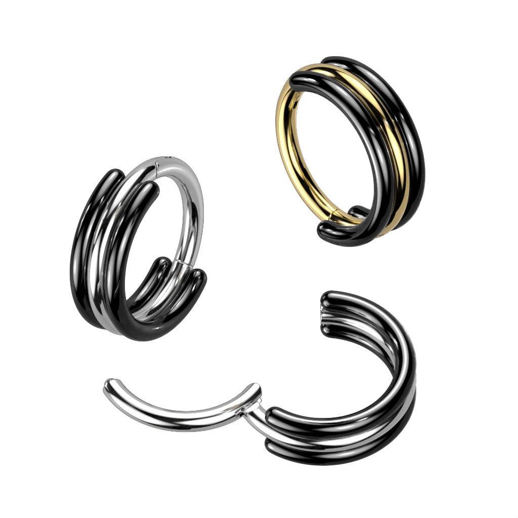 Body Jewelry - Titanium Triple Stacked Hinged Ring 16G