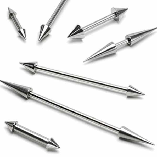 Body Jewelry - Steel Spike Barbell 16G 14G 12G 10G