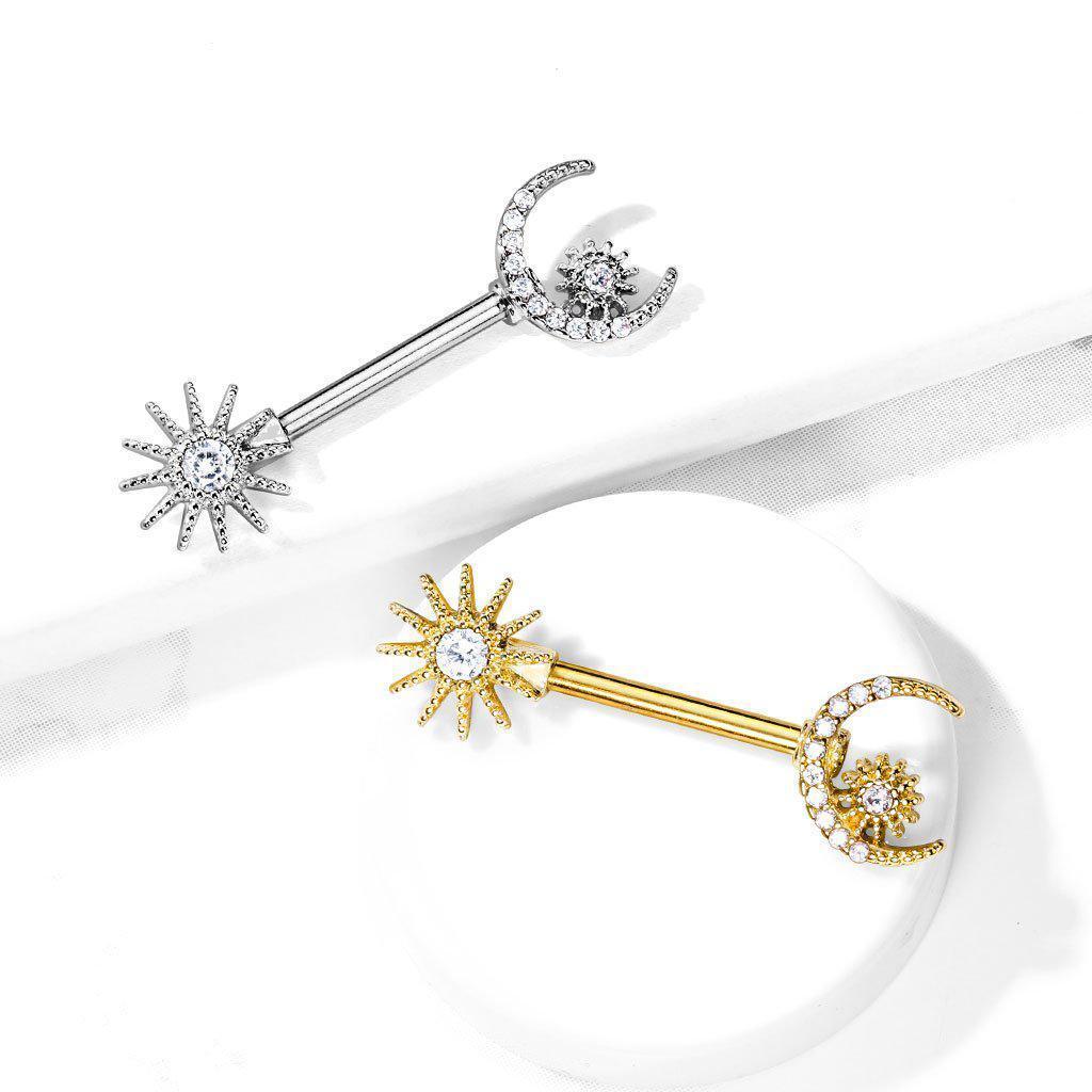 Body Jewelry - Sun And Moon Nipple Bar 14G