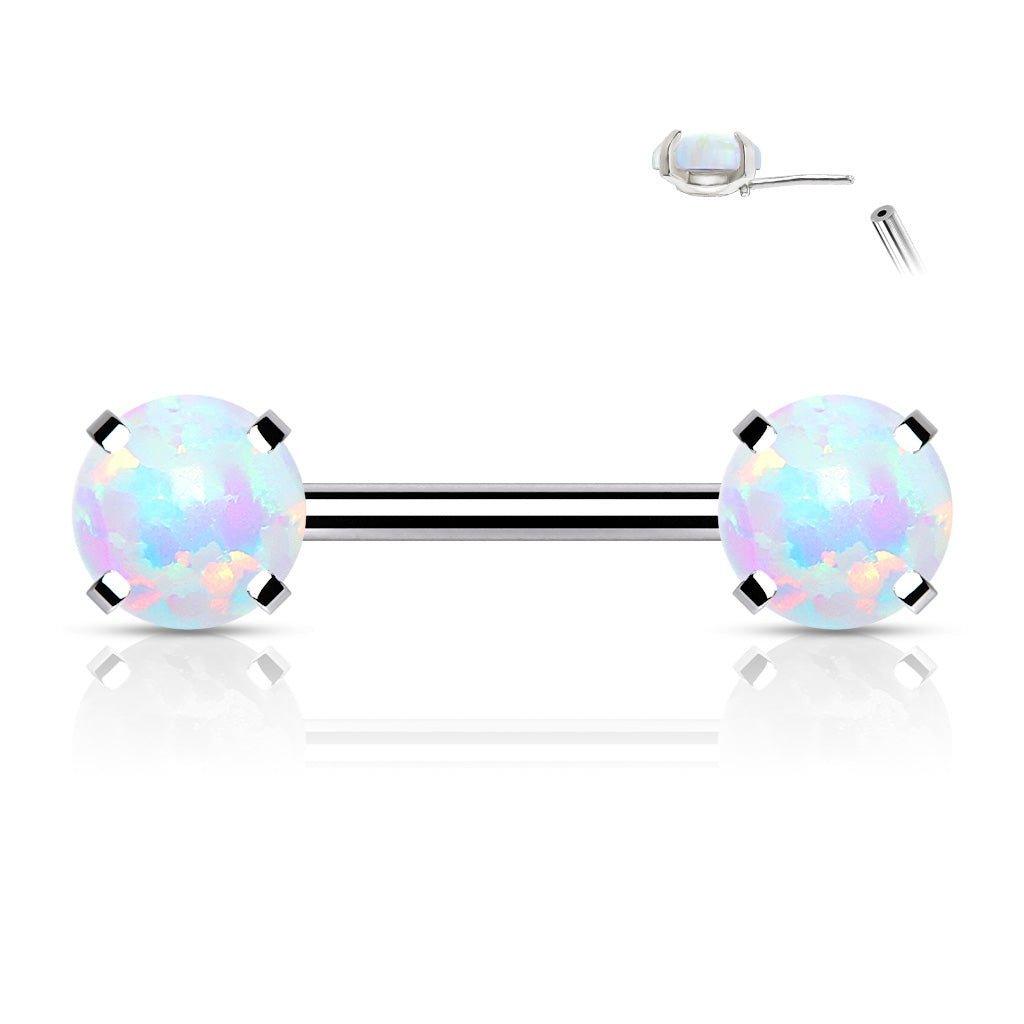 Body Jewelry - Threadless Opal Nipple Bar 14G