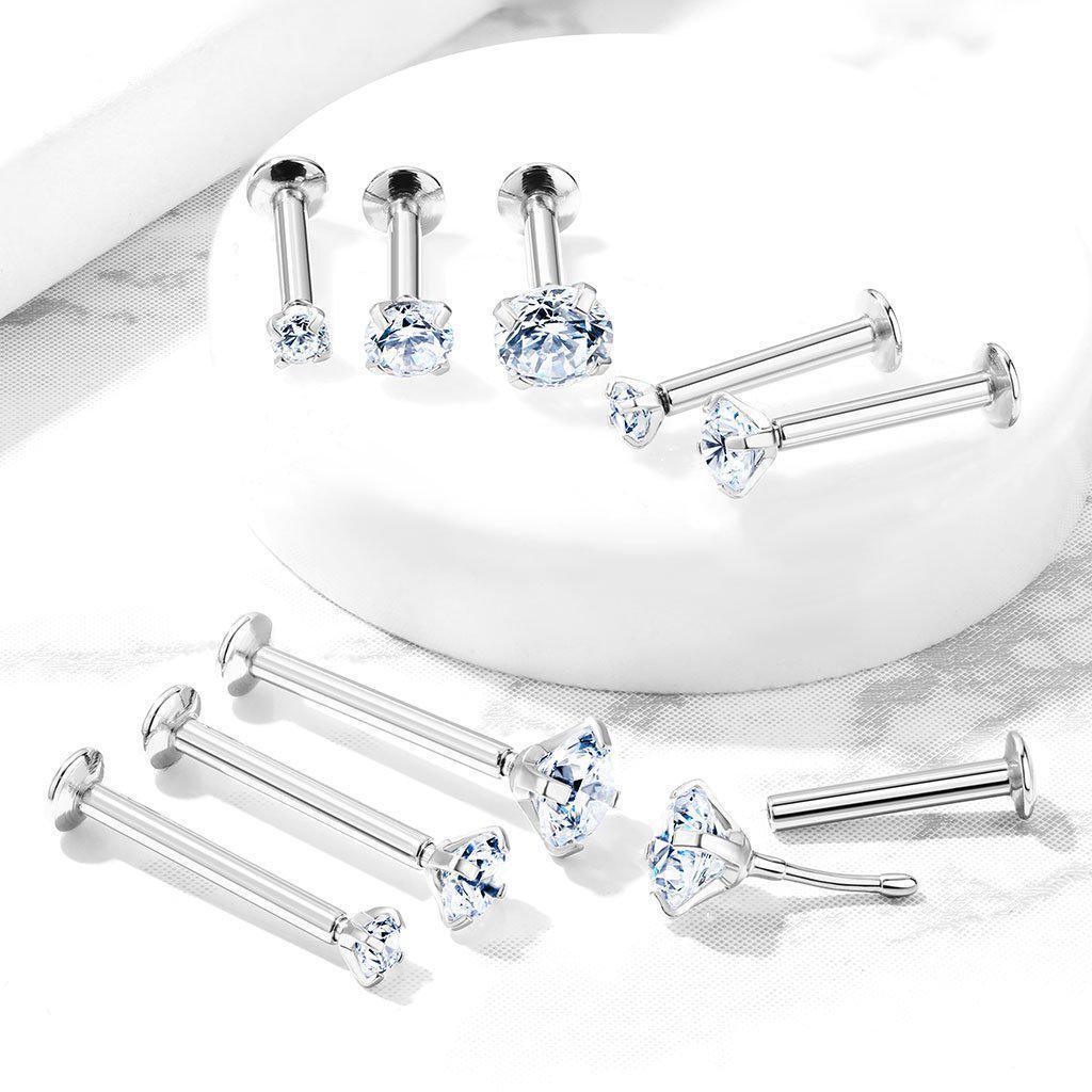 Body Jewelry - Threadless Prong Gem Labret 20G 18G 16G
