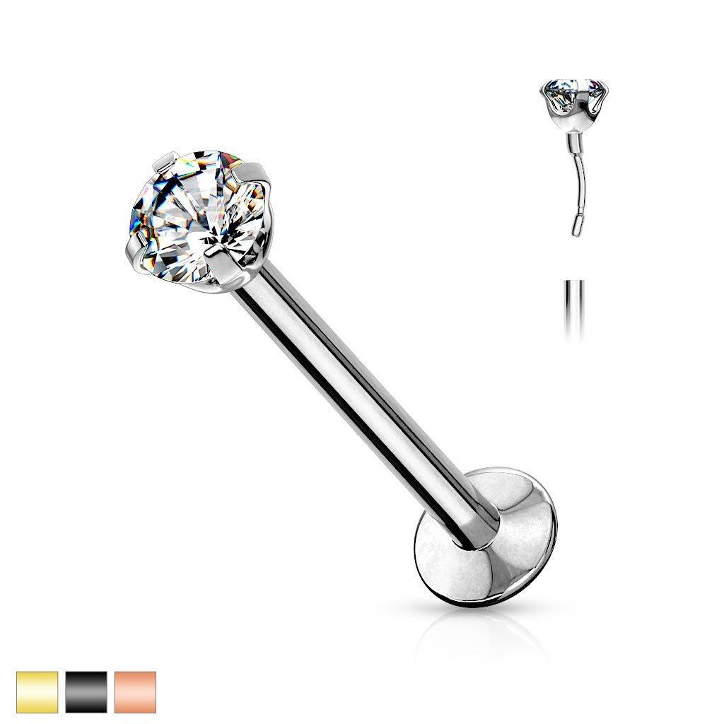 Body Jewelry - Threadless Prong Gem Labret 20G 18G 16G