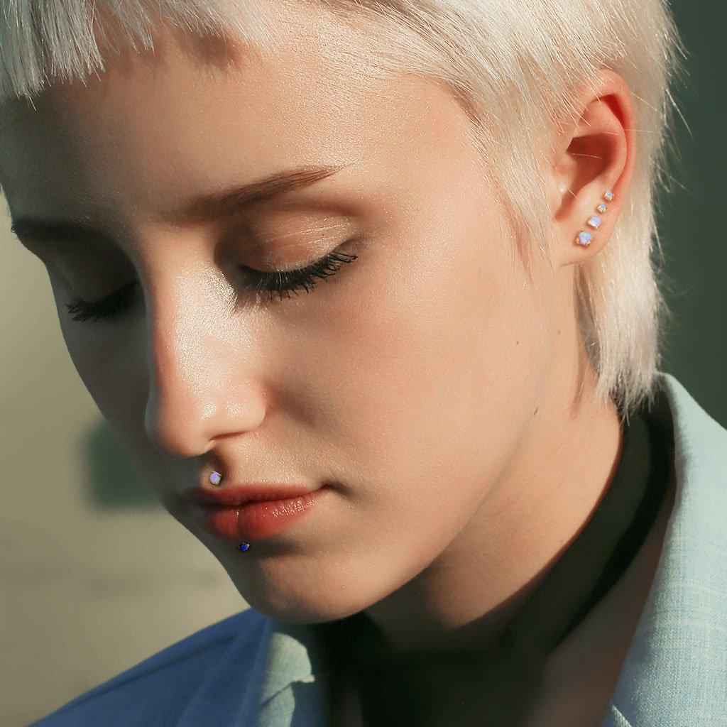 Body Jewelry - Threadless Prong Opal Labret 20G 18G 16G