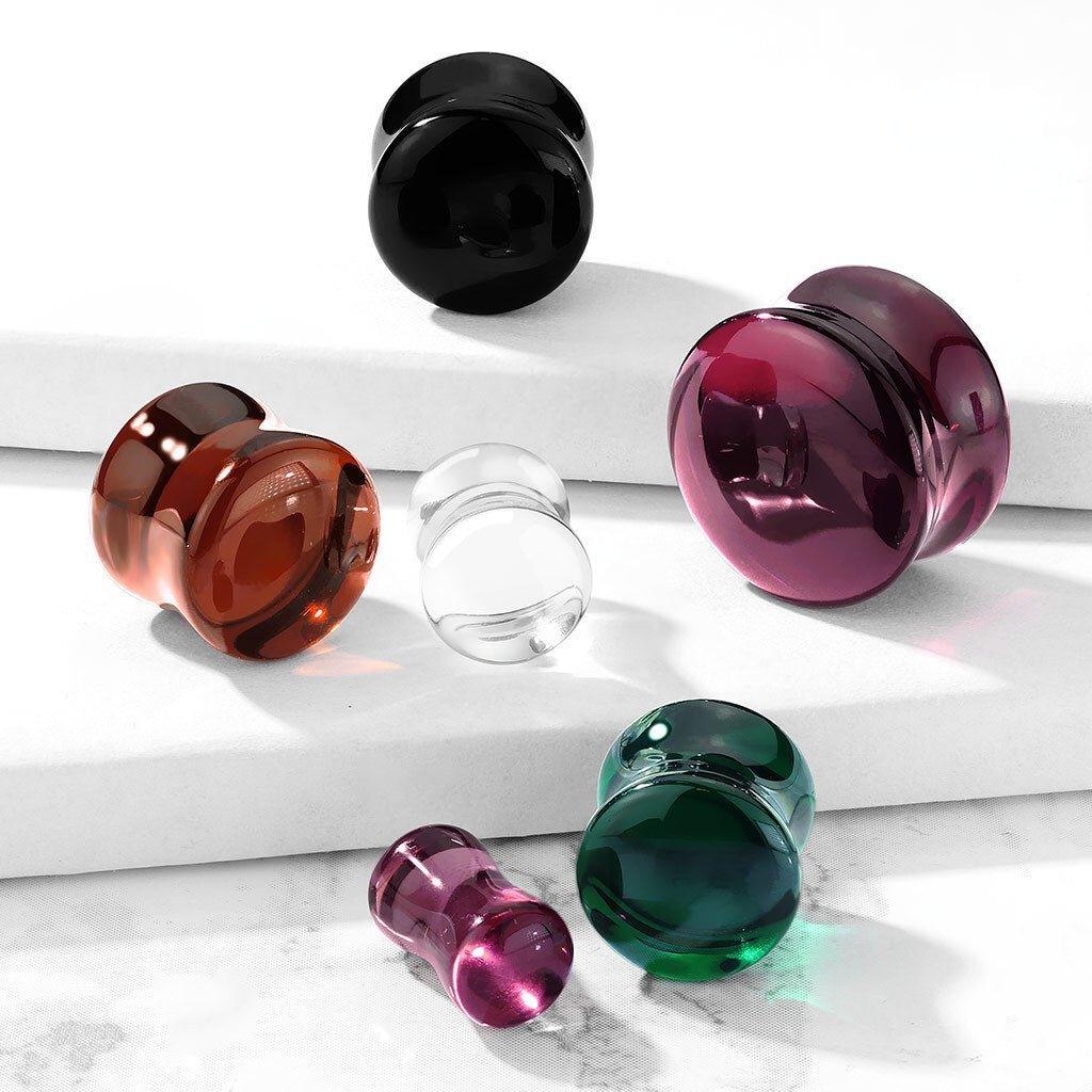 Body Jewelry - Tinted Glass Saddle Plug 6mm-16mm