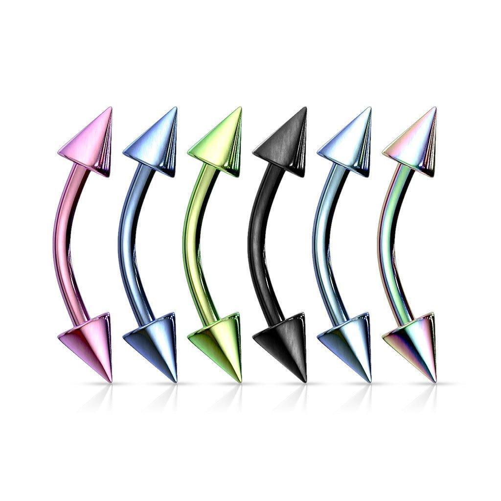 Body Jewelry - Titanium IP Curve With Spikes 16G 14G