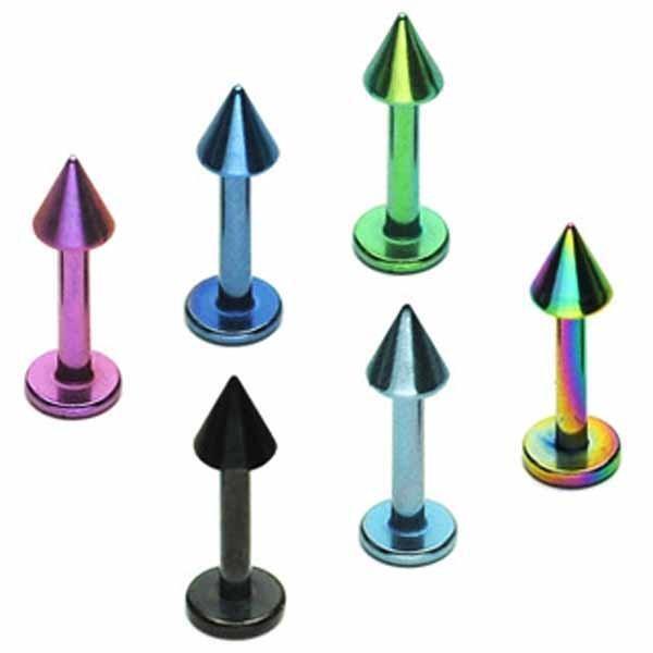 Body Jewelry - Titanium IP Spike Labret 16G 14G