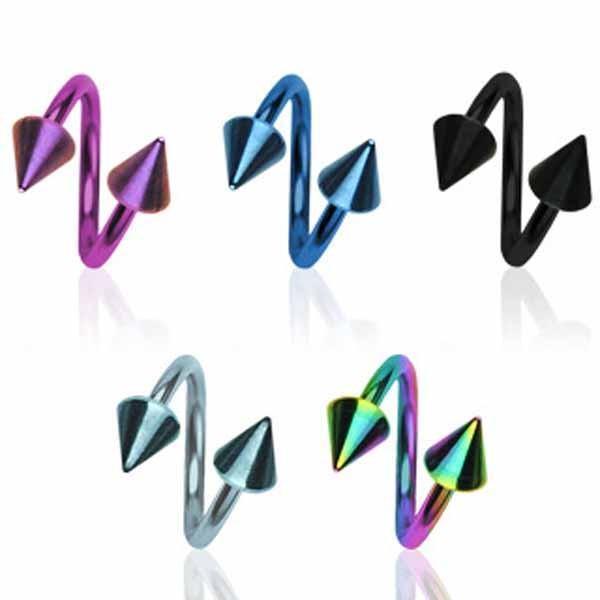 Body Jewelry - Titanium IP Spike Twist 16G 14G