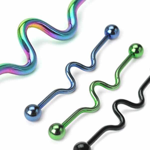 Body Jewelry - Titanium IP Wavy Industrial 14G 38mm
