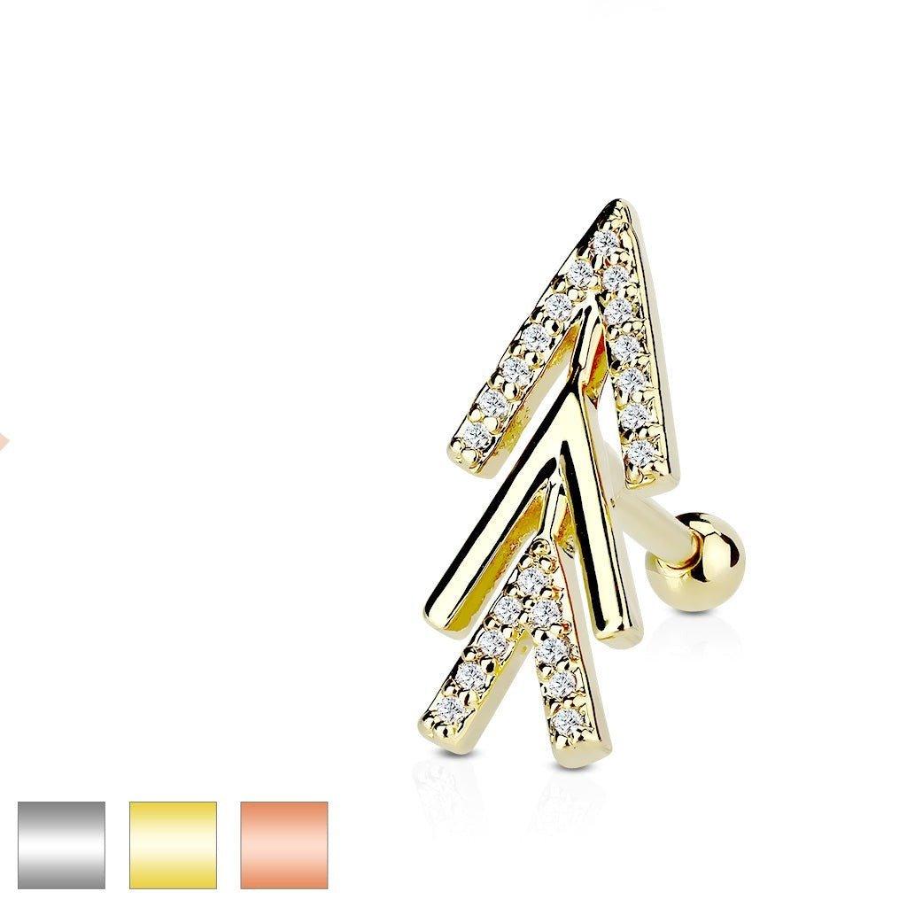 Body Jewelry - Triple Chevron Cartilage Bar 16G