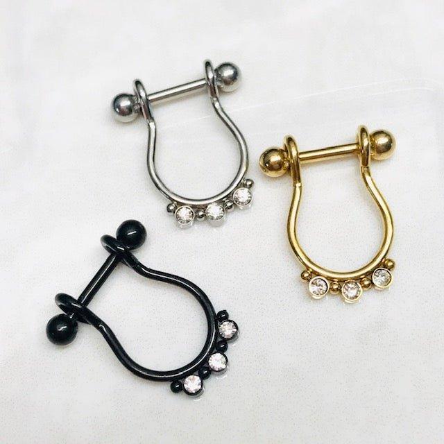 Body Jewelry - Triple Gem Cartilage Cuff 16G