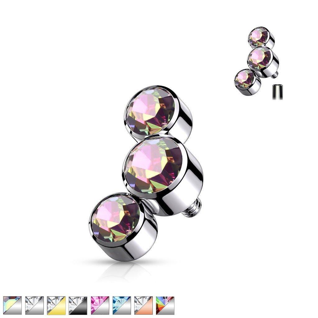 Body Jewelry - Triple Gem Dermal Top 14G