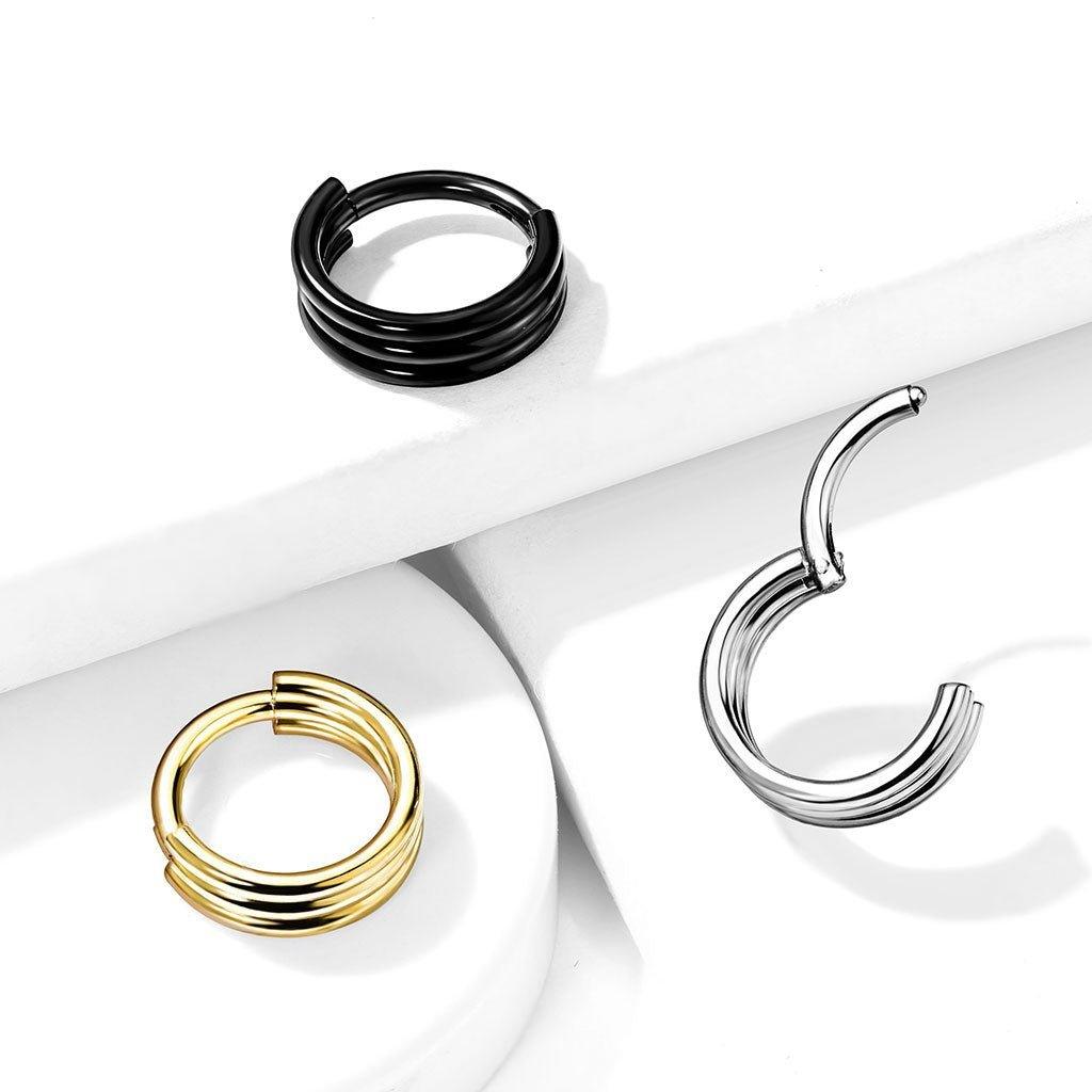 Body Jewelry - Triple Layered Hinged Ring 16G