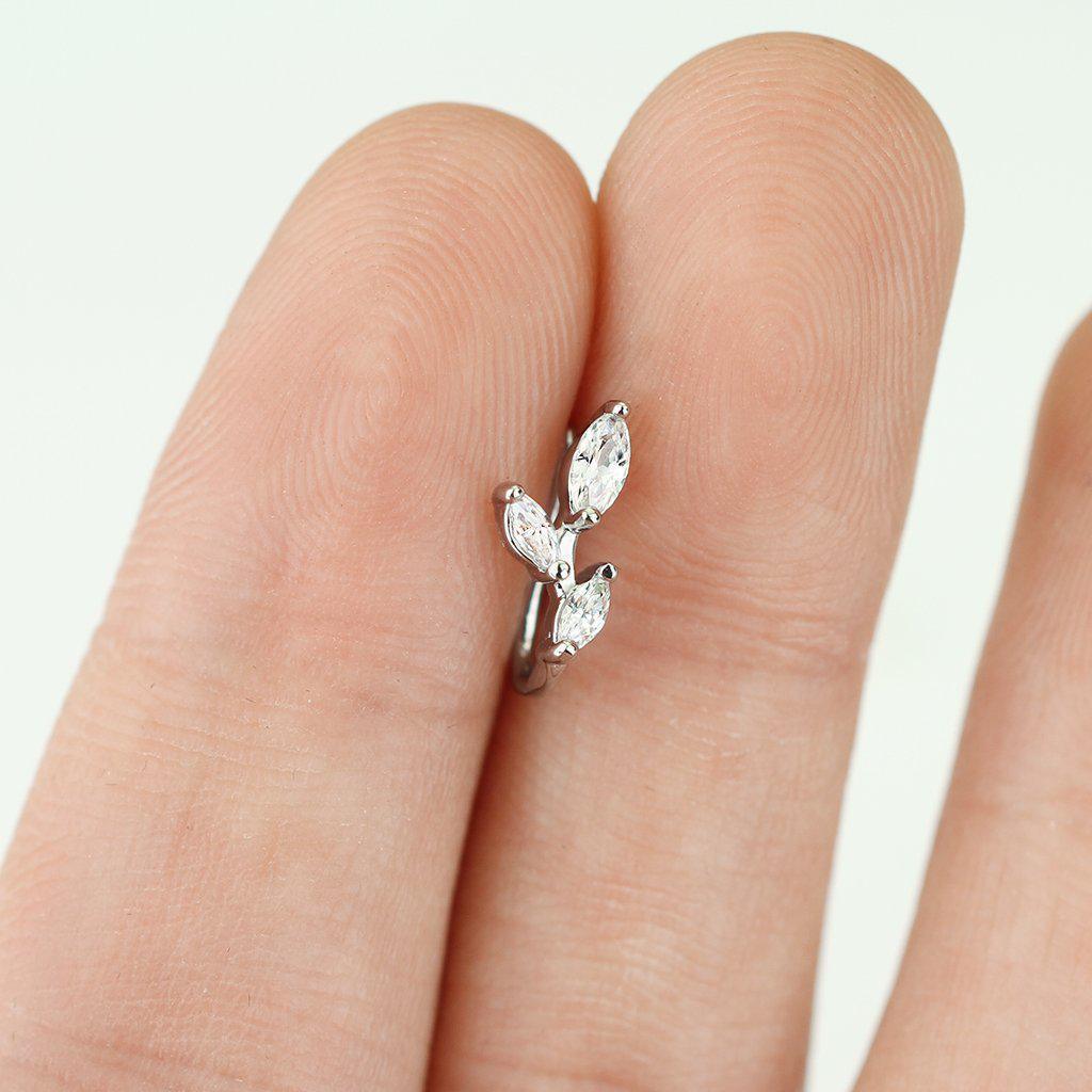 Body Jewelry - Triple Marquise Gem Non-Piercing Nose Ring