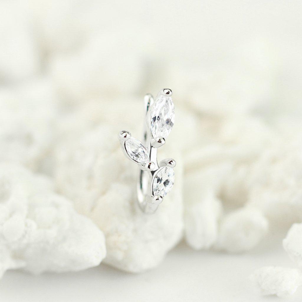 Body Jewelry - Triple Marquise Gem Non-Piercing Nose Ring