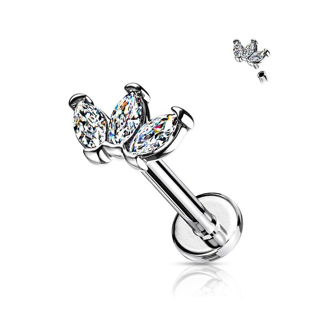 Body Jewelry - Triple Marquise I.T. Labret 16G