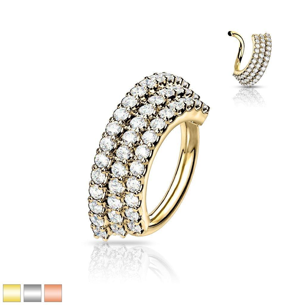 Body Jewelry - Triple Paved Twist Ring 16G 8mm