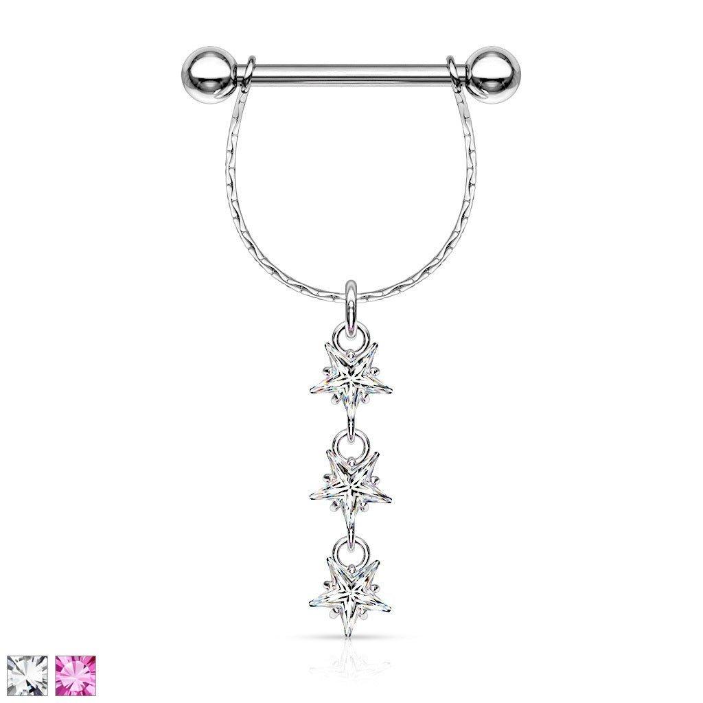Body Jewelry - Triple Star Drop Nipple Dangle