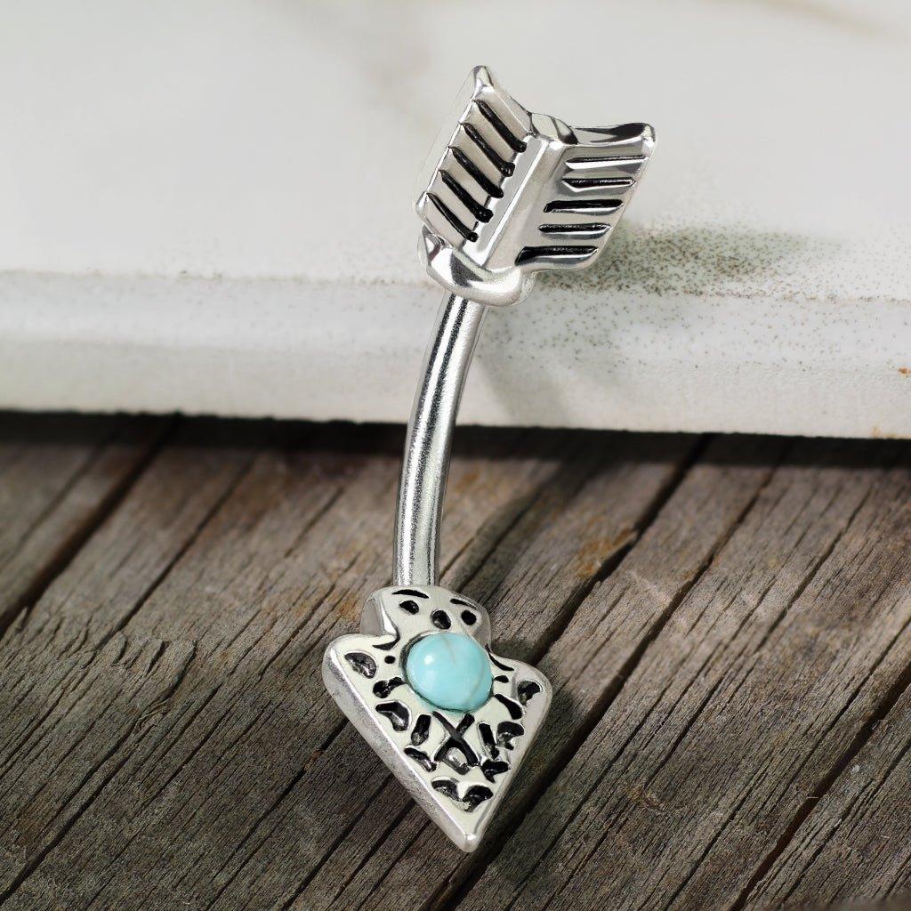 Body Jewelry - Turquoise Arrow Belly Bar 14G