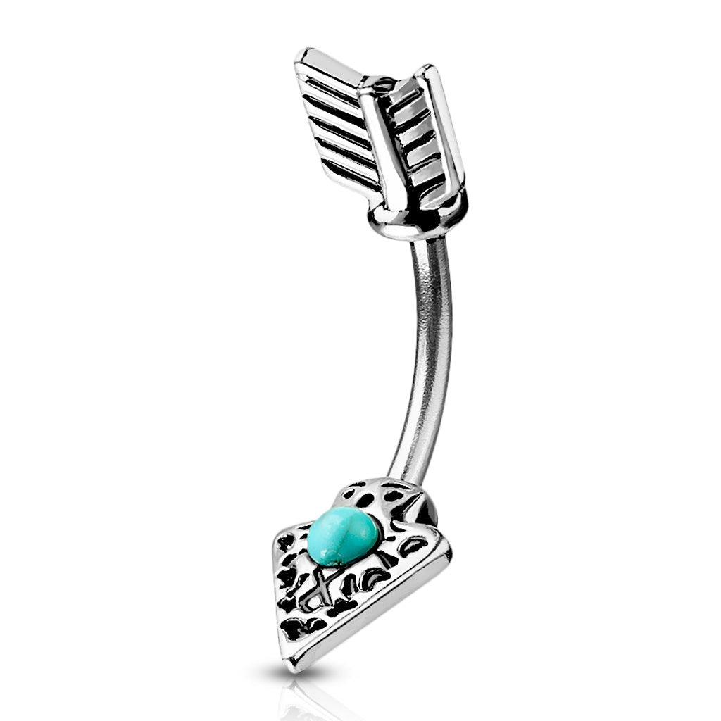 Body Jewelry - Turquoise Arrow Belly Bar 14G