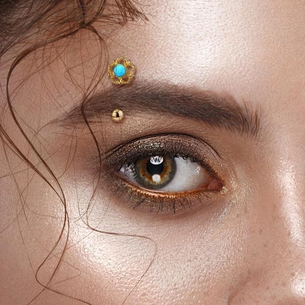 Body Jewelry - Turquoise Flower Curve 16G