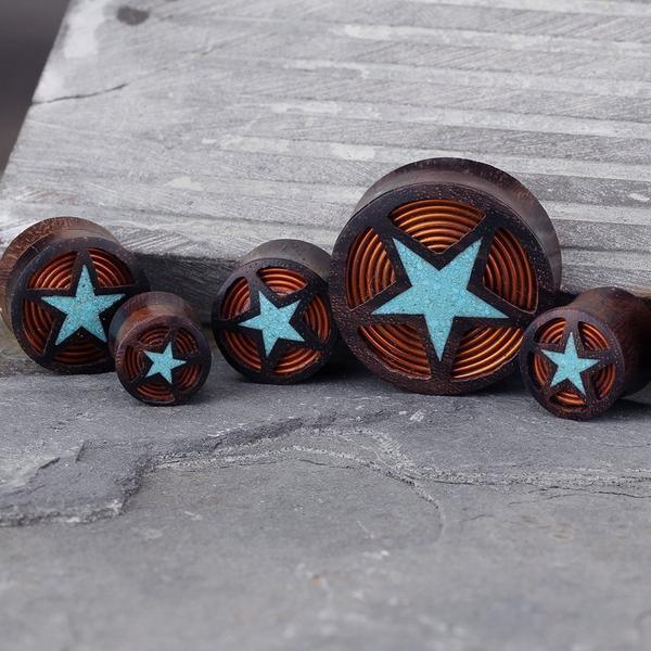 Body Jewelry - Turquoise Star Plug 00G-1"