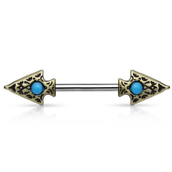 Body Jewelry - Turquoise Spear Nipple Bar 14G (Single)