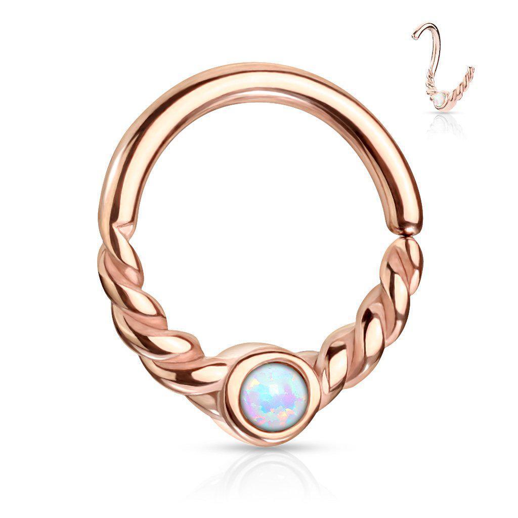 Body Jewelry - Twisted Opal Twist Ring 18G 16G