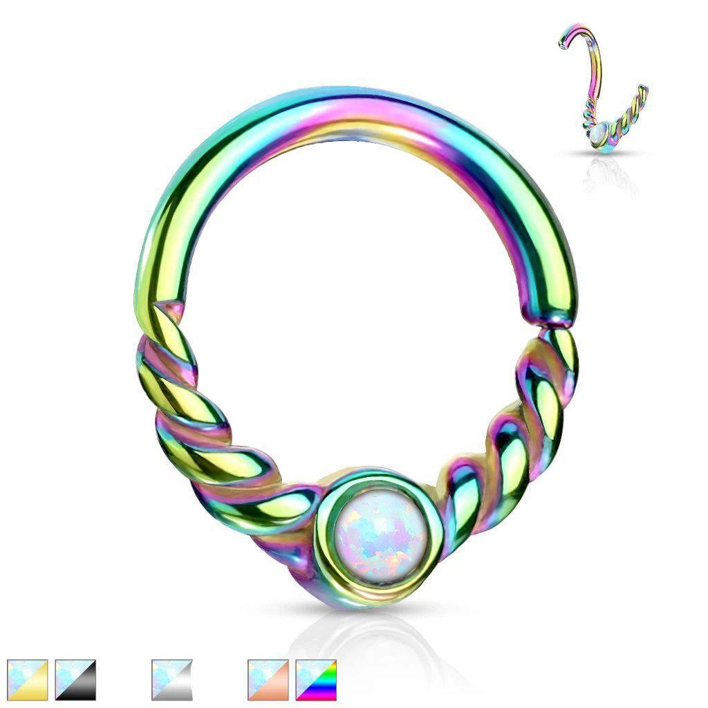 Body Jewelry - Twisted Opal Twist Ring 18G 16G