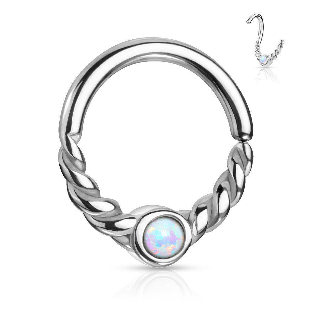 Body Jewelry - Twisted Opal Twist Ring 18G 16G