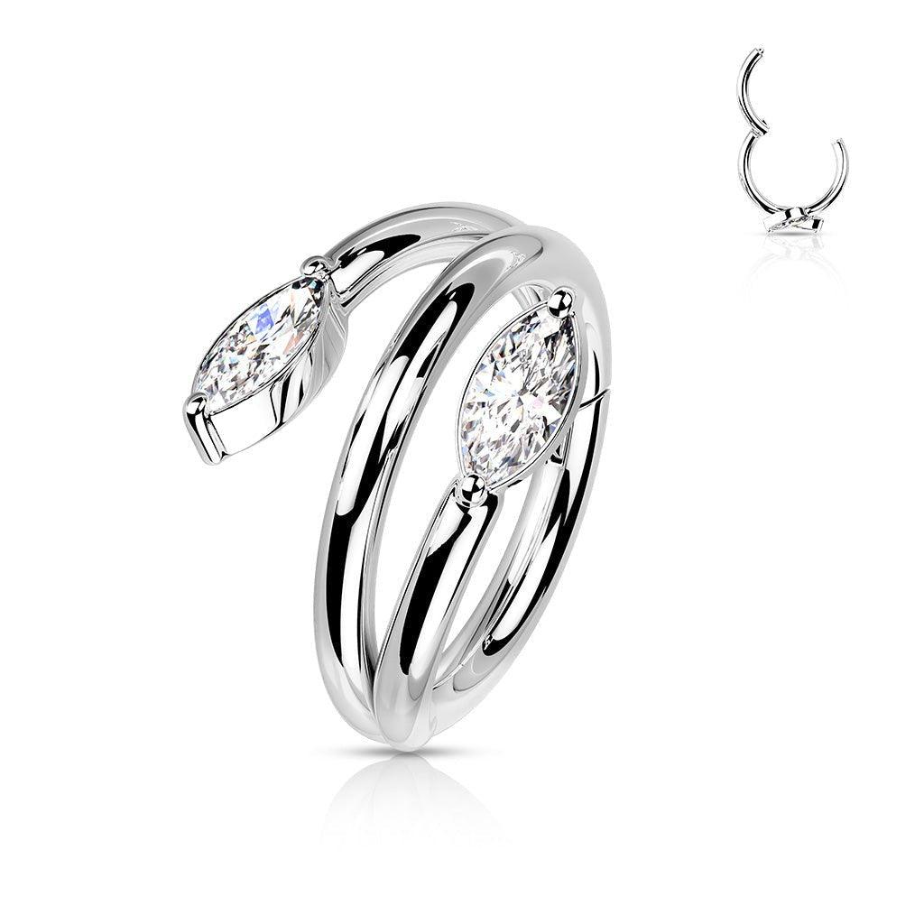 Body Jewelry - Vine Gem Hinged Ring 16G