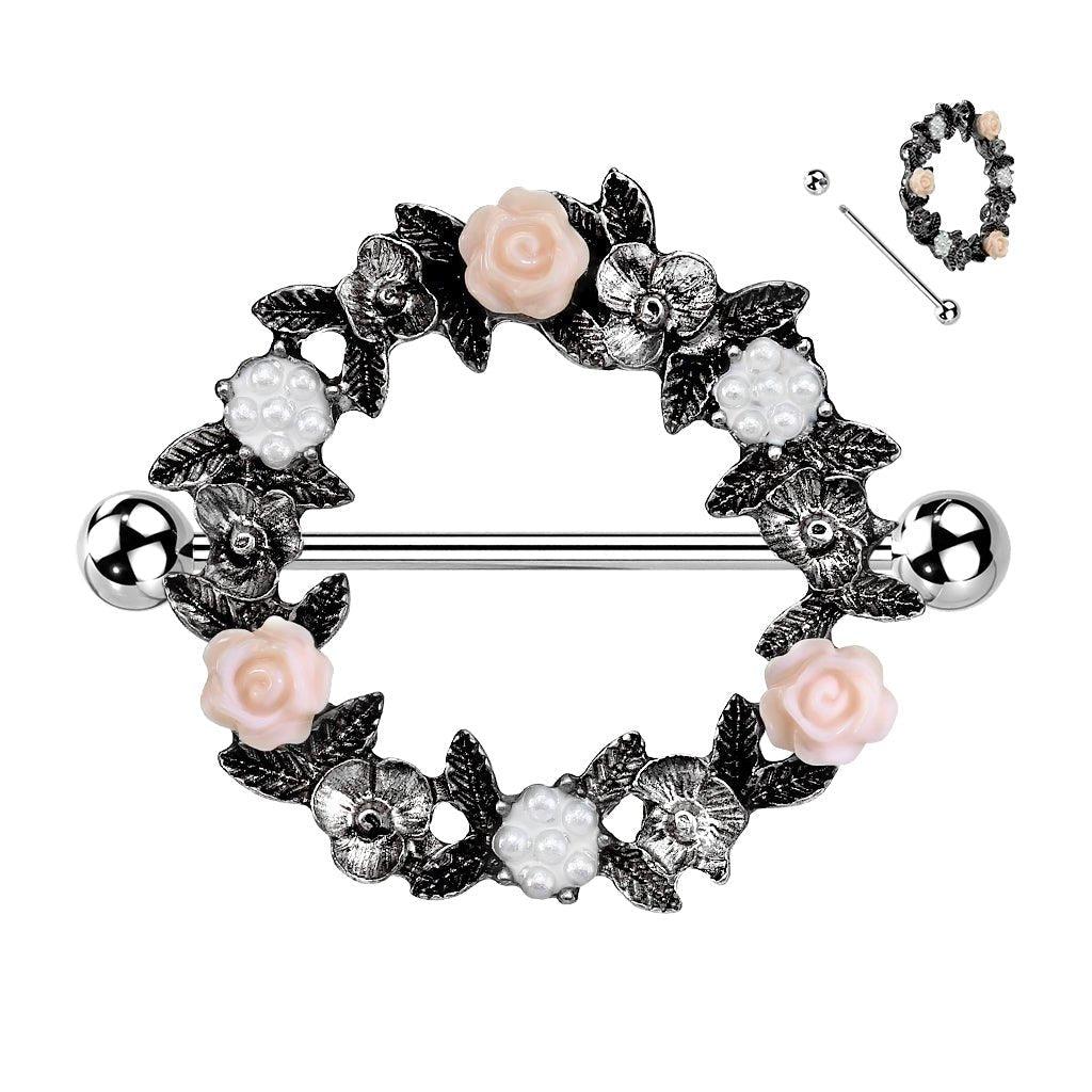 Body Jewelry - Vintage Flowers Nipple Shield 14G (Single)