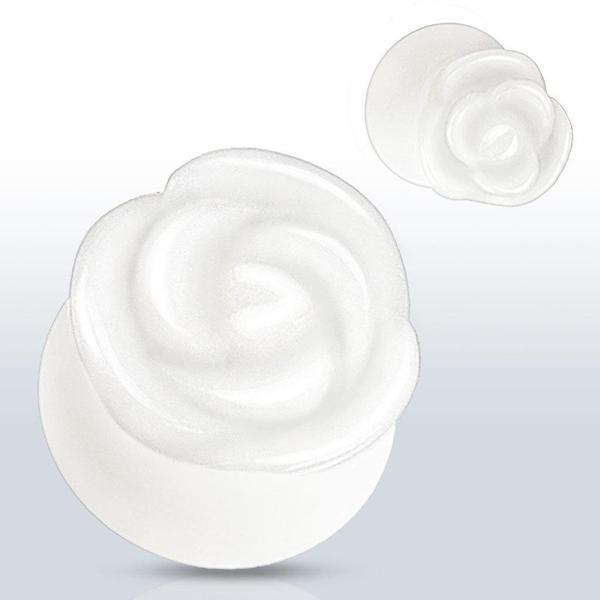 Body Jewelry - White Jade Stone Rose Plug 6mm-20mm