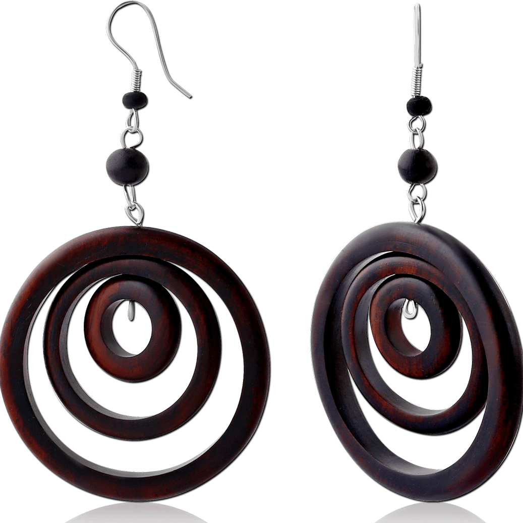 Wood Rings Earring Pair - My Body Piercing Jewellery