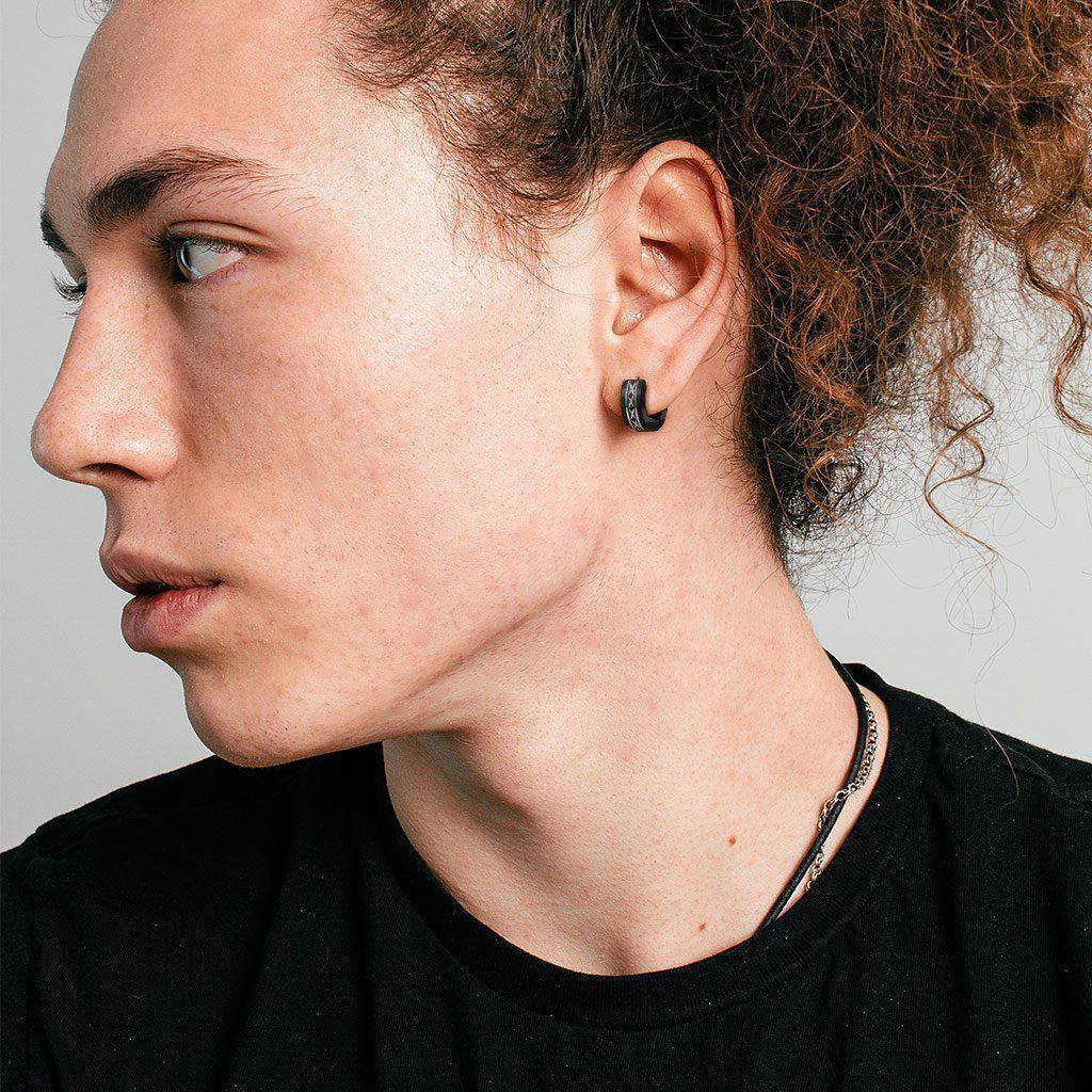 Body Jewelry - X Etched Centre Huggies Earrings Pair